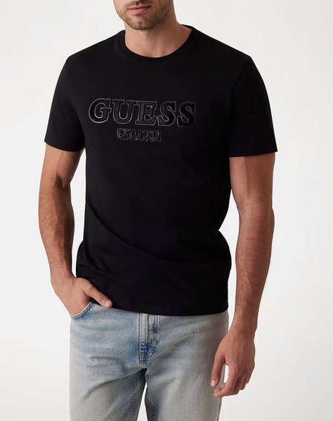 GUESS SS CN SPRAYED FLOCK LOGO TEE BLUZA DE BARBATI