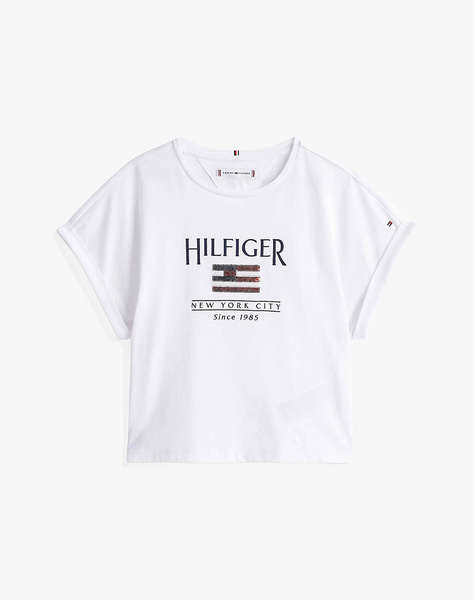 TOMMY HILFIGER HILFIGER SEQUINS FLAG TEE SS