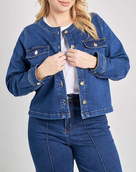 PARABITA Jean jacket cu decoletu rotund