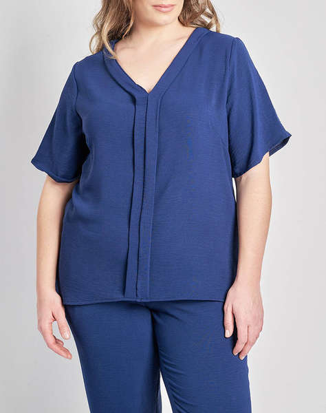 PARABITA Bluza washed cu decolteu V si pliuri in fata