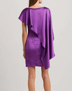 LAUREN RALPH LAUREN LIQUID SATIN-COCKTAIL DRESS