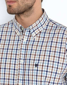 THE BOSTONIANS CAMASA MAVERICK FLAME REGULAR FIT MedCheck SLUB Button-down Regular Fit