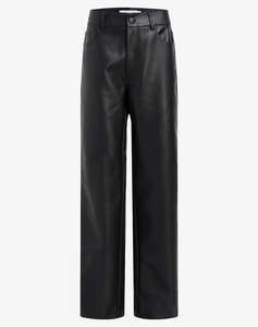 CALVIN KLEIN FAUX LEATHER HR STRAIGHT PANTS