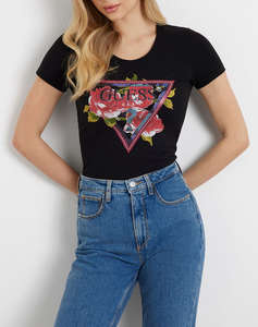 GUESS SS CN ROSES TRIANGLE TEE BLUZA DE DAMA