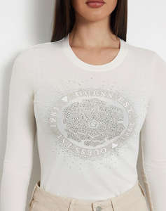 GUESS LS CN PEONY STAMP TEE BLUZA DE DAMA