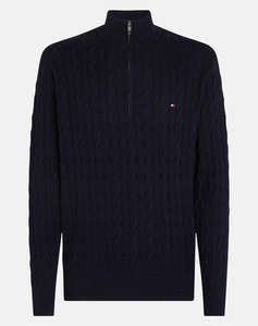 TOMMY HILFIGER CLASSIC COTTON CABLE ZIP MOCK