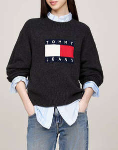 TOMMY JEANS TJW MELANGE FLAG SWEATER EXT