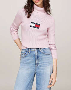 TOMMY JEANS TJW MELANGE TRTLNCK FLAG SWEATER