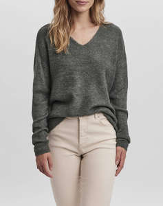 VERO MODA VMCREWLEFILE LS V-NECK BLOUSE NOOS