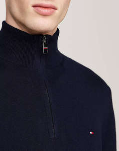 TOMMY HILFIGER PIMA ORG CTN CASHMERE ZIP MOCK