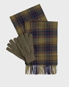 BARBOUR TARTAN SCARF & GLOVE GIFT SET SET FULAR-MANUSI