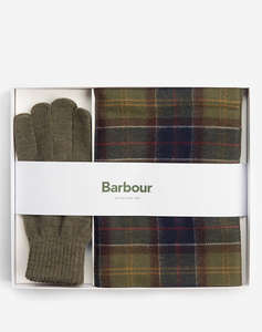 BARBOUR TARTAN SCARF & GLOVE GIFT SET SET FULAR-MANUSI