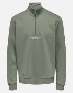 ONLY &SONS ONSCURATED REG HALF ZIP SWEAT NOOS