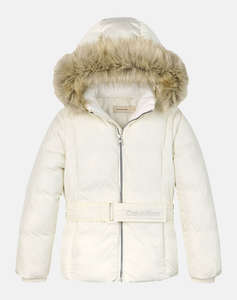 CALVIN KLEIN CLASSIC BELTED FUR JACKET