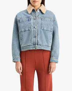 SCOTCH&SODA WASHED DENIM JACKET WITH SHERPA DETAILS