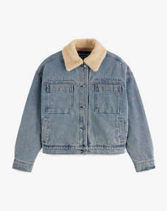 SCOTCH&SODA WASHED DENIM JACKET WITH SHERPA DETAILS