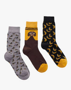 WALK UNISEX GO BANANAS COTTON SOCKS 3-PACK