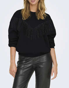 ONLY ONLFREY L/S O-NECK FRINGE SWT