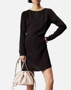 CALVIN KLEIN TONAL CK JACQUARD FLARE DRESS