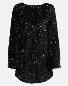 ONLY ONLANIKA SEQUINS LS BOW DRESS WVN