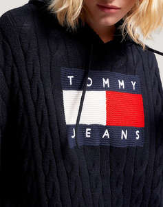 TOMMY JEANS TJW CABLE FLAG HOODIE DRESS