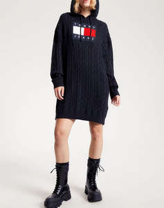 TOMMY JEANS TJW CABLE FLAG HOODIE DRESS