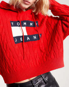 TOMMY JEANS TJW CENTER FLAG CABLE HOODIE