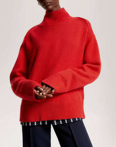 TOMMY HILFIGER WOOL BLEND MOCK-NK SWEATER