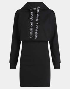 CALVIN KLEIN LOGO ELASTIC HOODIE DRESS