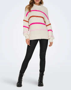 ONLY ONLMY LS STRIPE HIGH NECK KNT