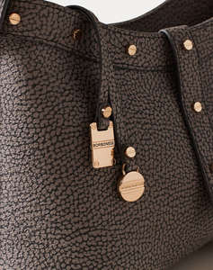 BORBONESE BORBONESE HOBO BAG PE,PL,AF,LEATHER ITAL.ORIGIN (Dimensiuni: 26 x 18 x 9 cm.)