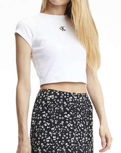 CALVIN KLEIN CK RIB CROPPED SLIM TEE