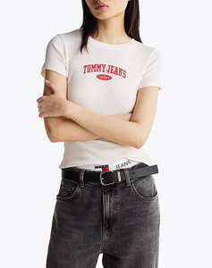 TOMMY JEANS TJW SLIM VARSITY RIB TEE EXT