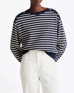 TOMMY HILFIGER GOLD BTN BOAT-NK SWTSHRT