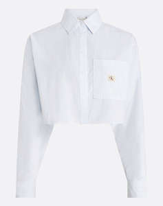 CALVIN KLEIN JEANS WOVEN LABEL CROPPED SHIRT