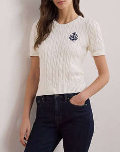 LAUREN RALPH LAUREN GASSED COTTON-SS SWEATER