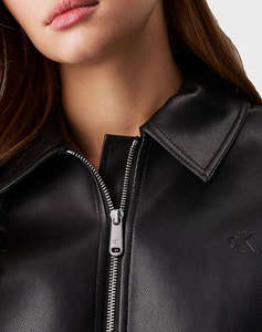 CALVIN KLEIN JEANS FAUX LEATHER ZIPPED JACKET