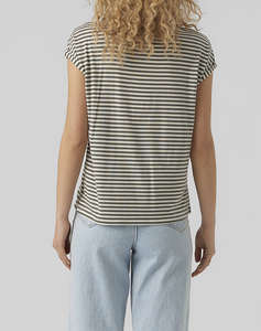 VERO MODA VMAVA PLAIN SS TOP STRIPE GA JRS NOOS