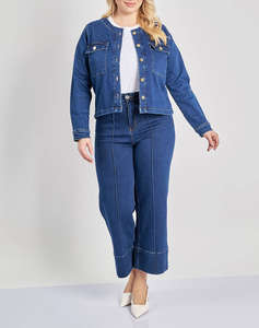 PARABITA Jean jacket cu decoletu rotund