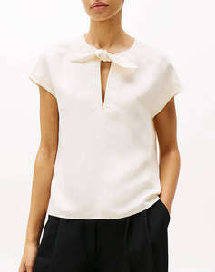 TOMMY HILFIGER LINEN VIS KNOT TIE S/S BLOUSE