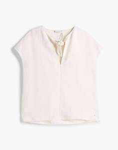 TOMMY HILFIGER LINEN VIS KNOT TIE S/S BLOUSE