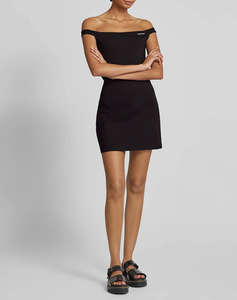 CALVIN KLEIN JEANS LOGO ELASTIC MILANO BARDOT DRESS