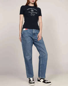 TOMMY JEANS TJW SLIM CREST NYC RINGER TEE