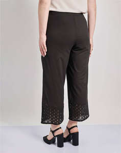 PARABITA Pantaloni din bumbac cu broderie, cropped